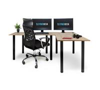 SyberDesk Gaming Pro: Escritorio de esquina para juegos, 197 x 132 cm – Mesa de ordenador grande, escritorio de esquina, ideal para oficina y juegos (diseño roble, orientación derecha)