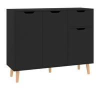 SYDE Aparador Negro Madera Contrachapada 90x30x72 cm | Almacenaje para salón, mueble auxiliar multimedia, superficie para decoración, fácil limpieza