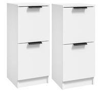 SYDE Aparadores 2 uds Madera Contrachapada Blanco 30x30x70 cm | Almacenaje Multiusos, Mesa Auxiliar, Superficie Resistente, Montaje Flexible