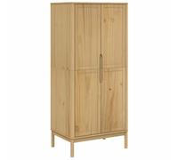 SYDE Armario Floro Madera Maciza de Pino 77x53x171 cm | 1 Compartimento Grande con Puertas, Perchas para Ropa Larga, Estable, Estilo Rústico