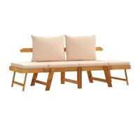 SYDE Banco de Jardín 2 en 1 Madera de Acacia con Cojines | Convertible a Diván, Laterales Ajustables, Resistente a la Intemperie, Diseño de Rejilla para Terraza