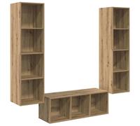 SYDE Conjunto de Mueble de TV 3 uds. Roble Artisan | Montaje en pared, Estantes de almacenamiento, Madera ingenierizada, Diseño minimalista para sala de estar