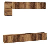 SYDE Conjunto de Mueble de TV 5 uds. Madera Envejecida | Montaje en pared, puertas con bisagra, estantes interiores, estilo minimalista para sala de estar