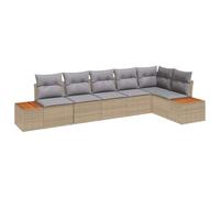 SYDE Conjunto de Sofás Modular Exterior 6 Plazas Polirratán | 3 Asientos Centrales, 1 Esquina, 2 Mesas, Cojines Desmontables, Madera Acacia