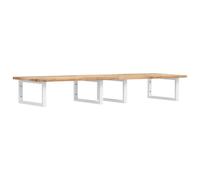 SYDE Estante de Lavabo de Pared Acero y Madera de Acacia | Flotante, Rectangular, Montaje sin Perforar, para Toallas y Almacenamiento