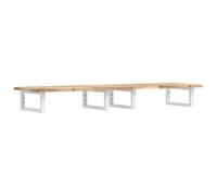 SYDE Estante de Lavabo de Pared Acero y Madera de Acacia | Rectangular, Sin Perforar, Montaje Versátil, Almacenamiento Amplio, Toallero