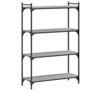 SYDE Librería 4 Estantes Madera Ingeniería Gris Sonoma 80x30x120 cm | Estructura Metálica Industrial, Patas Ajustables, Resistente a Humedad, Fijación a Pared Incluida
