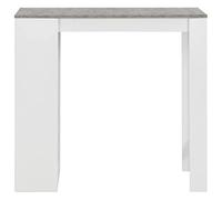 SYDE Mesa Alta Barra Blanca 110x50x103 cm Madera Contrachapada | 3 Estantes Almacenamiento, 2 Patas Resistentes, Soporte Lateral, Diseño Moderno para Cocina o Comedor