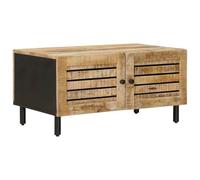 SYDE Mesa de Café Rectangular 80 x 50 x 40 cm Madera de Mango | Compacta para Apartamento, Estilo Contemporáneo, Pomos de Latón, Solo Interior