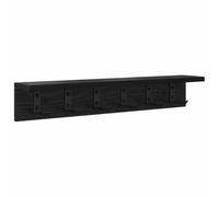 SYDE Perchero de Pared Roble Negro con Estante | Madera Resistente, Montaje Sencillo, Ganchos para Abrigos, Ideal Pasillo