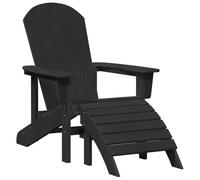SYDE Silla Adirondack Negro 82 x 74 x 92 cm HDPE | Respaldo Inclinado, Reposabrazos Arqueados, Uso Exterior, Bajo Mantenimiento