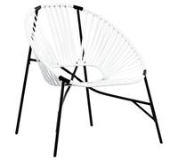 SYDE Silla Colgante Huevo Ratán Sintético Blanco y Negro | Estructura de Acero Resistente, Respaldo Cómodo, Reposabrazos, Uso Exterior
