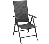 SYDE Sillas de Jardín Plegables 2 Unidades Ratán Sintético Negro | Aluminio Resistente, Respaldo Reclinable 7 Posiciones, Plegable, Máx 110 kg por Asiento