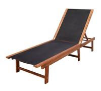 SYDE Tumbona con Mesita 2 Unidades Madera Maciza Acacia y Textilene | Reclinable, Impermeable, Respaldo Ajustable, Max 110 kg por Asiento, Jardin