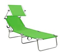 SYDE Tumbona Plegable con Toldo Aluminio Verde | Respaldo Regulable, Capacidad 110 kg, Ligera, Ideal para Patio, Jardin, Piscina y Playa