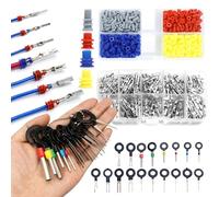 Syhdfxknp 708 Piezas de Kit de Conectores Electricos Incluye 290 Terminales Electricos 400 Tapones Impermeables y 18 Extraedores de Pines Compatible con Enchufes Eléctricos de 12V y Conector Rapido