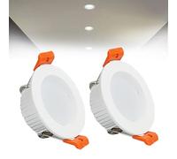 Syibelters Focos LED empotrables de techo de 3 W, luz blanca fría de 6000 K, luz de panel ultra delgada, corte Φ50-55 mm, AC110-240 V, luces descendentes redondas para sala de estar, oficina, paquete