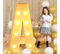 Syibelters Letra A gigante con luz LED de 100 cm, letrero iluminado con mosaico, lámparas LED para el día de San Valentín, cumpleaños, Navidad, Año Nuevo