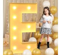 Syibelters Letra E gigante con luz LED de 100 cm, letrero iluminado con mosaico, lámparas LED para el día de San Valentín, cumpleaños, Navidad, Año Nuevo