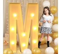 Syibelters Letra M gigante con luz LED de 120 cm, letrero iluminado con mosaico, lámparas LED para el día de San Valentín, cumpleaños, Navidad, Año Nuevo