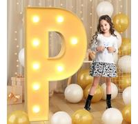 Syibelters Letra P gigante con luz LED de 100 cm, letrero iluminado con mosaico, lámparas LED para el día de San Valentín, cumpleaños, Navidad, Año Nuevo
