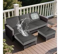 SYLC Exterior Impermeables Funda De Cojín, Funda De Asiento Sofa con 4 Corbatas, Protectores De Muebles para Terraza Ratán Palet Tumbona Lavable (Grey,Wide 160-190, Deep 90-110)