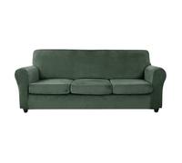 SYLC Fundas De Sofá con Fundas De Cojín, Terciopelo Fundas para Sofa para Ektorp/Settee/Sofá, Sofá De Cubiertas Antideslizantes (Sof 3 Small Seats,Avocado)