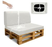 SYLC Impermeable Funda De Cojines Palets Exterior Jardin, Elástico Terciopelo Fundas para Palés, Protectores De Muebles Madera Sofa Terraza Lavable (Ivory,2 PCS(1 Seat+1 Back))