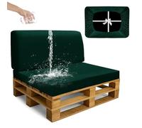 SYLC Impermeable Funda De Cojines Palets Exterior Jardin, Elástico Terciopelo Fundas para Palés, Protectores De Muebles Madera Sofa Terraza Lavable (Green,2 PCS(1 Seat+1 Back))