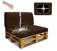 SYLC Impermeable Funda De Cojines Palets Exterior Jardin, Elástico Terciopelo Fundas para Palés, Protectores De Muebles Madera Sofa Terraza Lavable (Caramel,2 PCS(1 Seat+1 Back))