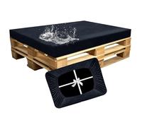 SYLC Impermeable Funda De Cojines Palets Exterior Jardin, Elástico Terciopelo Fundas para Palés, Protectores De Muebles Madera Sofa Terraza Lavable (Navy Blue,Seat 120×80×15cm)