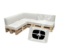 SYLC Impermeable Funda De Cojines Palets Exterior Jardin, Elástico Terciopelo Fundas para Palés, Protectores De Muebles Madera Sofa Terraza Lavable (Ivory,7 PCS(3 Seats+4 Backs))