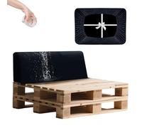 SYLC Impermeable Funda De Cojines Palets Exterior Jardin, Elástico Terciopelo Fundas para Palés, Protectores De Muebles Madera Sofa Terraza Lavable (Navy Blue,Back 120×40×10/20cm)