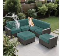 SYLC Impermeables Funda de Cojín Exterior, elástico Funda de Asiento Sofa, Ajustable Protectores de Muebles para terraza ratán Palet Tumbona Lavable (Lake Green,Wide 60-90, Deep 35-45cm)