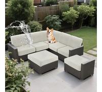 SYLC Impermeables Funda de Cojín Exterior, elástico Funda de Asiento Sofa, Ajustable Protectores de Muebles para terraza ratán Palet Tumbona Lavable (Ivory,Wide 50-70, Deep 50-70cm)