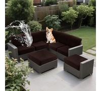 SYLC Impermeables Funda de Cojín Exterior, elástico Funda de Asiento Sofa, Ajustable Protectores de Muebles para terraza ratán Palet Tumbona Lavable (Coffee,Wide 50-70, Deep 50-70cm)