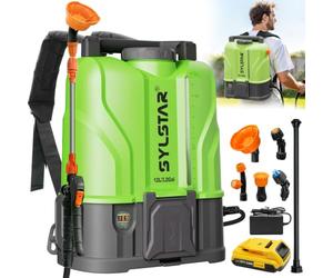 SYLSTAR Pulverizador Electrico 12L, 7Bar Potente Sulfatadora Bateria Compatible con DeWalt 18V, 5 Boquillas Pulverizador Bateria con Fuerza de Pulverización Ajustable (con Cargador)