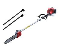 Synergy Podadora telescópica gasolina 65cc 4,9CV, espada 25 cm, arranque Easy Cut, transmisión reforzada, cinturón, accesorios y 2 extensiones incluidas. Motosierra telescópica.