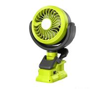 Synxiter Ventilador con clip para batería Ryobi Terraza, ventilador inalámbrico para el hogar de 18 V (batería no incluida).