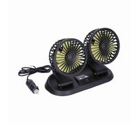 Syrisora Ventilador de Coche Eléctrico Giratorio de 360°, Ventilador de Refrigeración de Doble Cabezal, 5 Aspas, 2 Velocidades con Interfaz USB, para Vehículos y Uso en (12V (aspa del