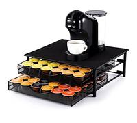 SYSYLY Cajón para cápsulas de café,Soporte de Cápsulas para 72 Dolce Gusto, Estante Metal para Almacenamiento de Cápsulas Café con 2 Cajones Deslizantes, Dispensador Diseño Cápsula de Gran Capacidad