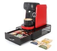 SYSYLY Organizador de Encimera de Cajón de Cápsulas de Café, Soporte para Cápsulas, Cajas para Monodosis, Caja de Té, Metal, Negro