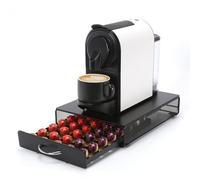 SYSYLY Soporte para cápsulas de café,Compacto cajón de metal para almacenar cápsulas Originalline capacidad para 40, 32 x 23.5 x 7 cm, Negro, Ideal para espacios pequeños.