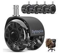 Sytopia Juego de 5 ruedas para silla de oficina de 11 x 22 mm, ruedas grandes de goma para sillas de oficina, ruedas perfectas para alfombras, suelos duros, parquet, ruedas para sillas de oficina