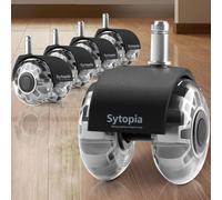 Sytopia Ruedas Silla Oficina de Goma, 11 * 22 mm, Silenciosas y Suaves para Suelo Duro, Adecuadas para Sillas de Escritorio y Gaming, No Rayan, Juego de 5 (Gris, No compatible con sillas 1KEA)