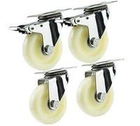 Sywlwxkq Ruedas giratorias con Frenos, Ruedas de Nailon, 4 Piezas, rodamientos de Bolas, Ruedas de Acero Inoxidable 304, Ruedas de Transporte, Carga: 440 kg, 4 Frenos, 125 mm