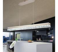 szcflaghip Lámpara colgante LED dorada regulable con cristales para la iluminación de la isla de cocina (3000 K-6500 K) con mando a distancia. Lámpara de araña moderna para el comedor