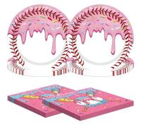 SZJFYMQ Vajilla para Fiesta de Helado de Béisbol Fiesta Temática Helado Decoraciones de Reutilizable Cumpleaño Platos Servilletas de Decoraciones de Fiesta temáticas de Fiesta 20 invitados