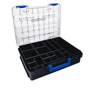 T-BOXX 330 con 9 cajas H95 y 8Sortimo T-Boxx 330 resistentes y ligeras. Ideal para piezas pequeñas, apilables y compatibles con dispositivos de vehículos Sortimo