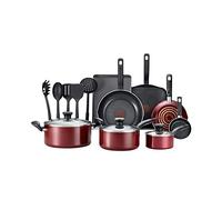 T-Fal Culinaire - Juego de utensilios de cocina de aluminio antiadherente, 16 piezas, color rojo